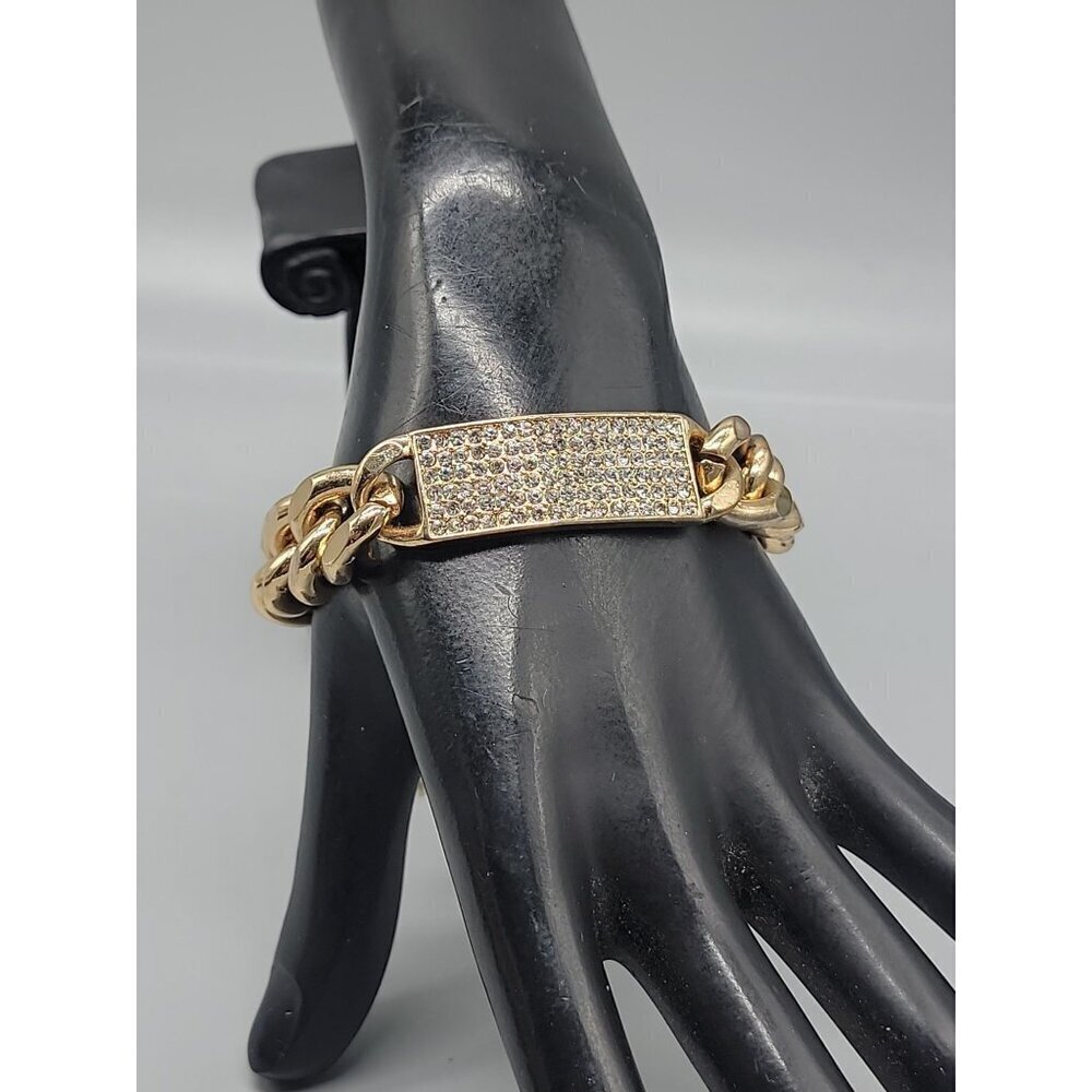 RJ Graziano Pave Bracelet 8" Swarovski Crystal Cuban Link Bling 14.3mm Wide